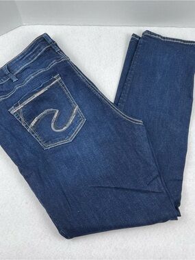 Silver Jeans Co Avery Straight Jeans Womens 22W x 32 Dark Wash Stretch Denim
